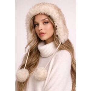 VTG Genuine Tuscan Lambskin Fur Trapper Hat 46 Italy Shearling Aviator Pom Pom